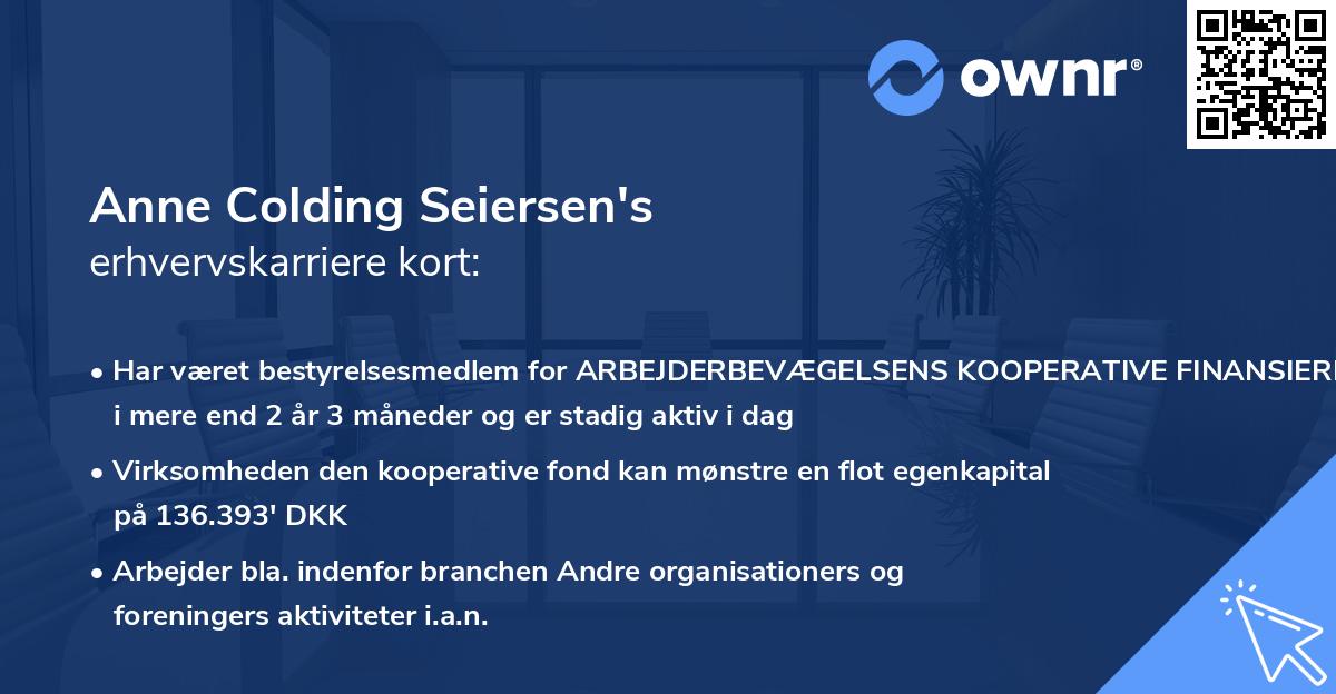 Anne Colding Seiersen's erhvervskarriere kort