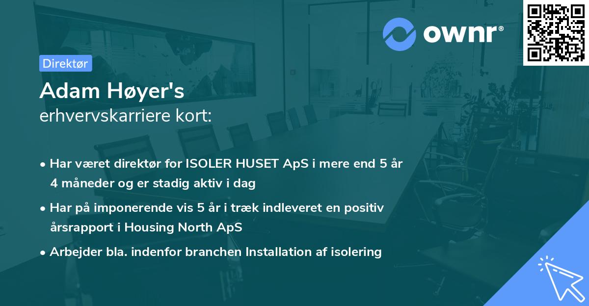 Adam Høyer's erhvervskarriere kort