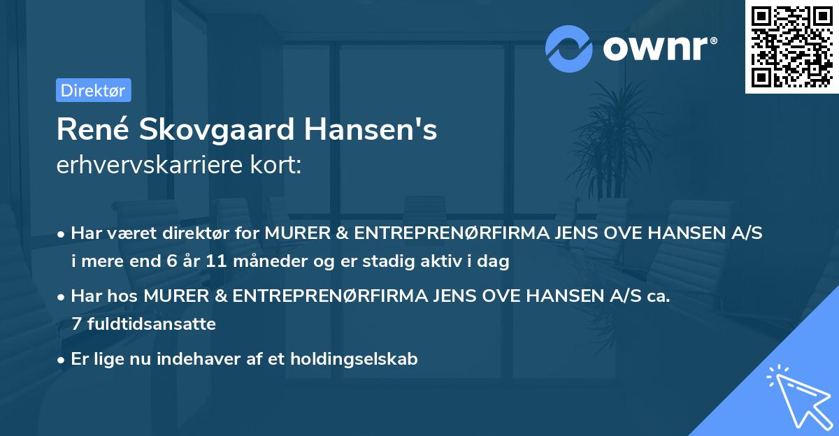 René Skovgaard Hansen's erhvervskarriere kort