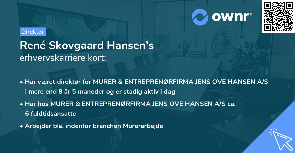 René Skovgaard Hansen's erhvervskarriere kort
