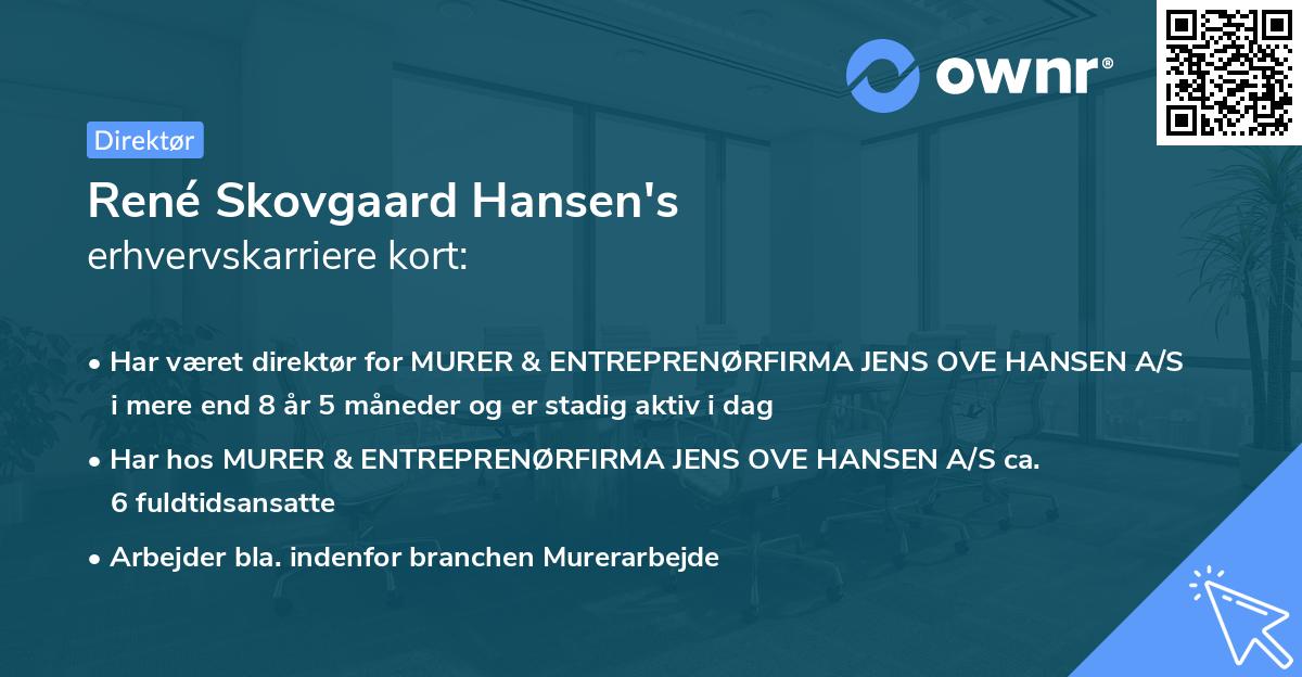 René Skovgaard Hansen's erhvervskarriere kort