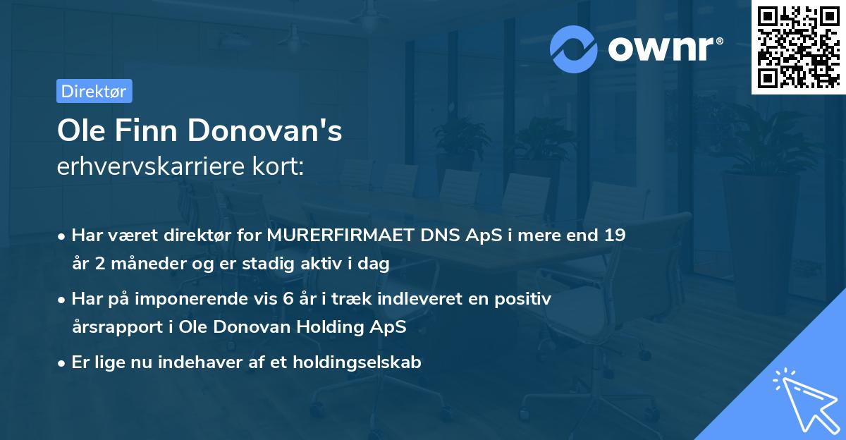 Ole Finn Donovan's erhvervskarriere kort