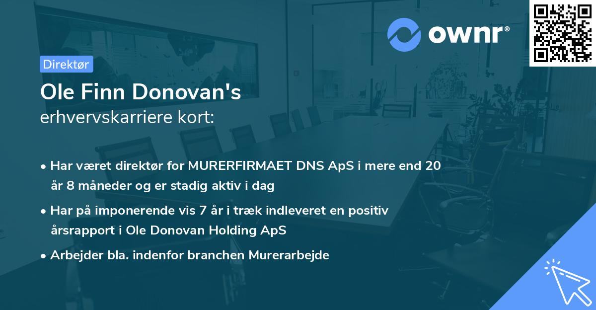 Ole Finn Donovan's erhvervskarriere kort