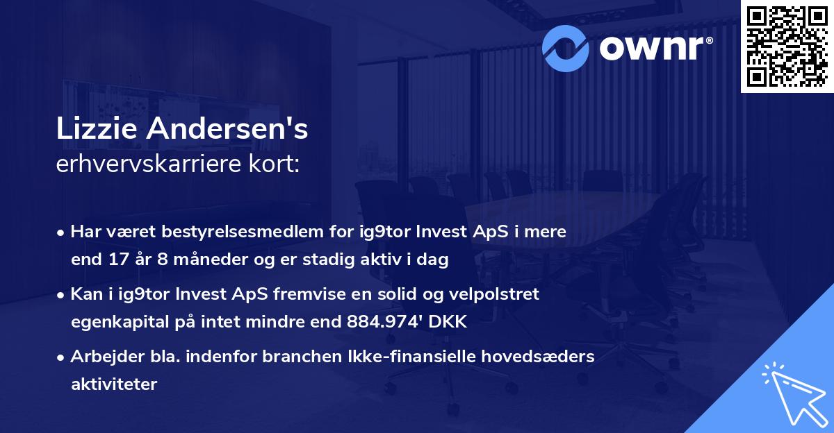 Lizzie Andersen's erhvervskarriere kort