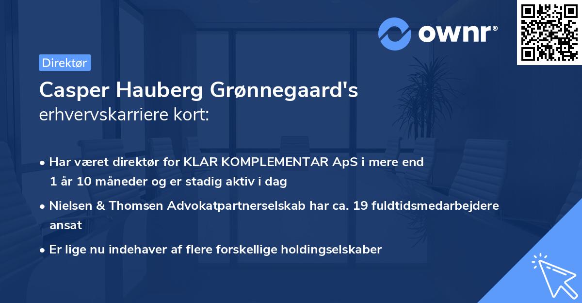 Casper Hauberg Grønnegaard's erhvervskarriere kort