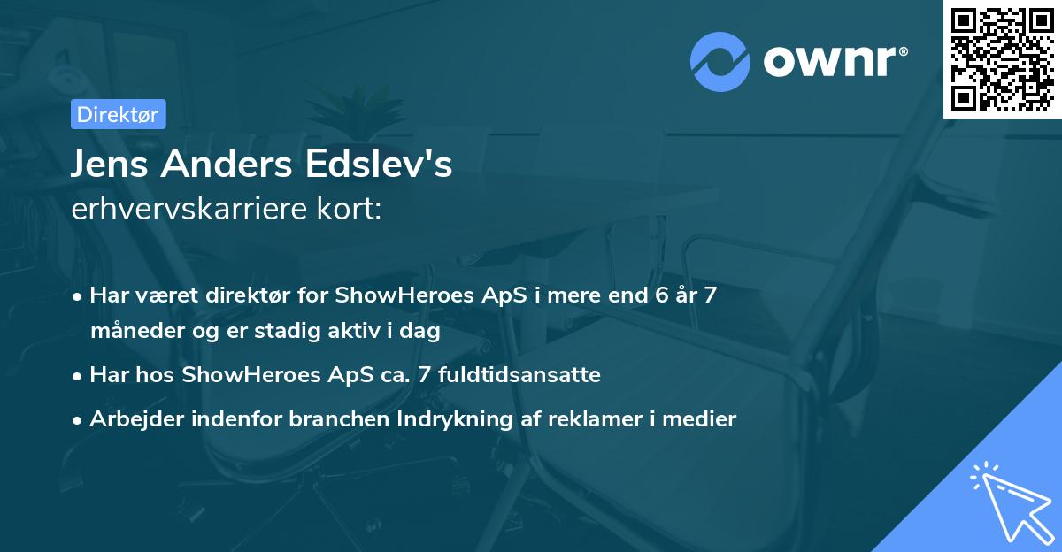 Jens Anders Edslev's erhvervskarriere kort
