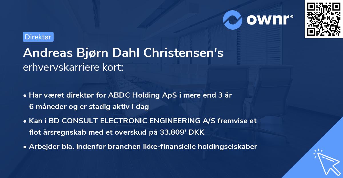 Andreas Bjørn Dahl Christensen's erhvervskarriere kort