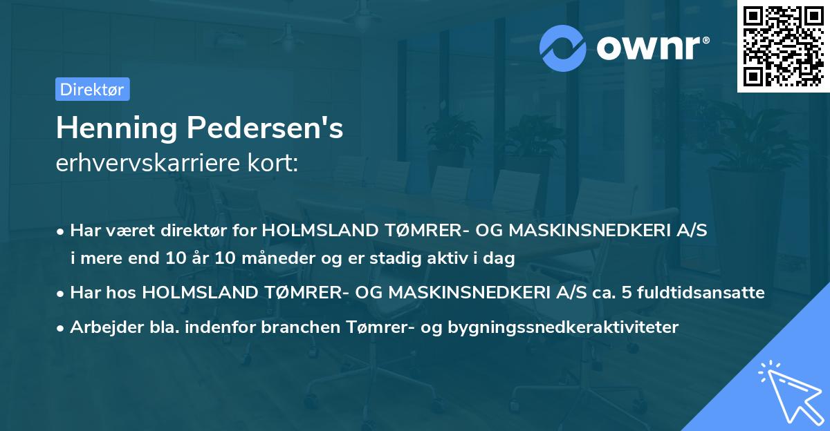 Henning Pedersen's erhvervskarriere kort