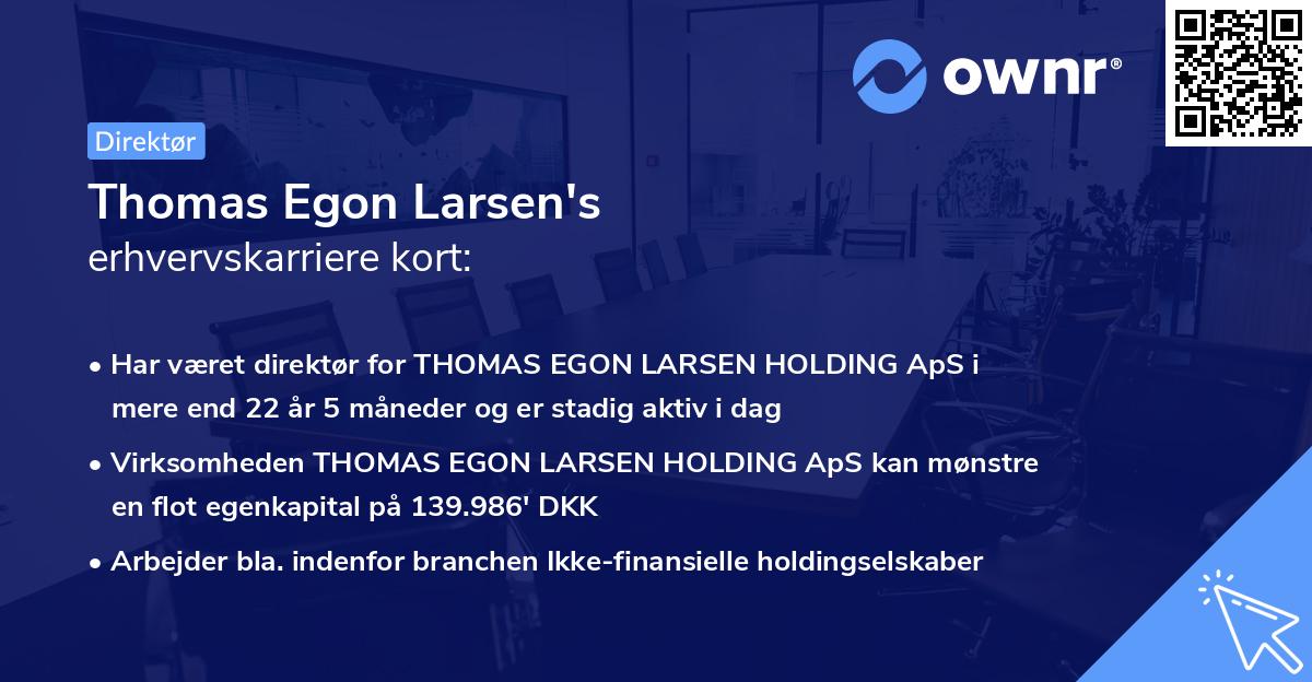 Thomas Egon Larsen's erhvervskarriere kort