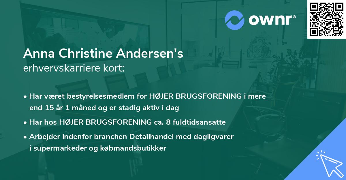 Anna Christine Andersen's erhvervskarriere kort