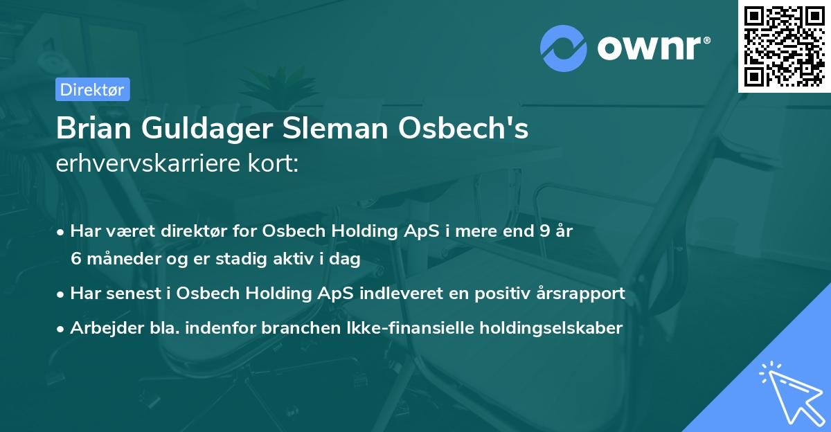 Brian Guldager Sleman Osbech's erhvervskarriere kort