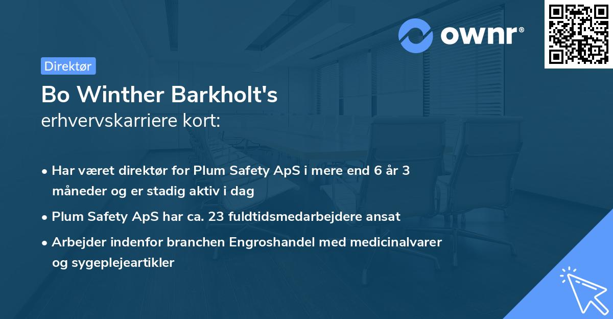 Bo Winther Barkholt's erhvervskarriere kort