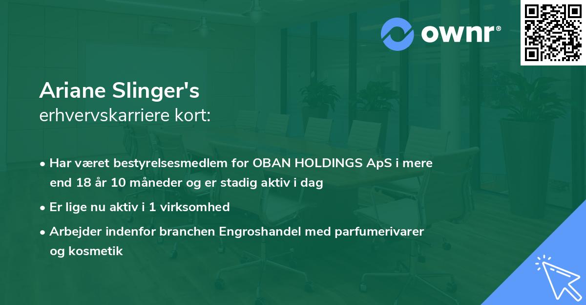 Ariane Slinger's erhvervskarriere kort