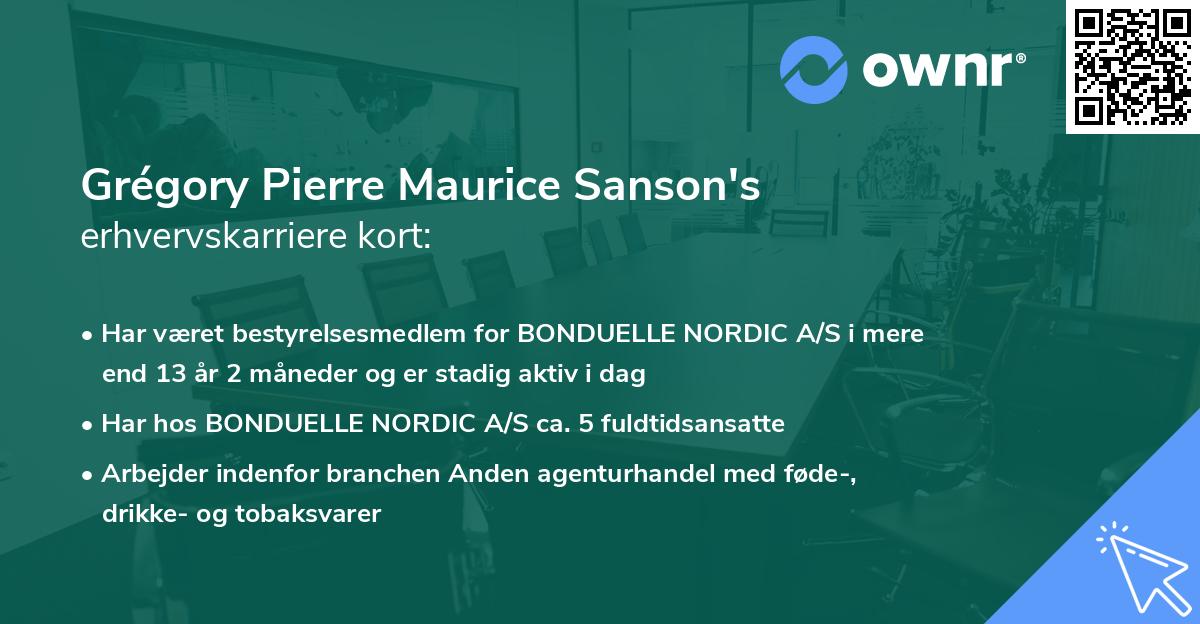 Grégory Pierre Maurice Sanson's erhvervskarriere kort