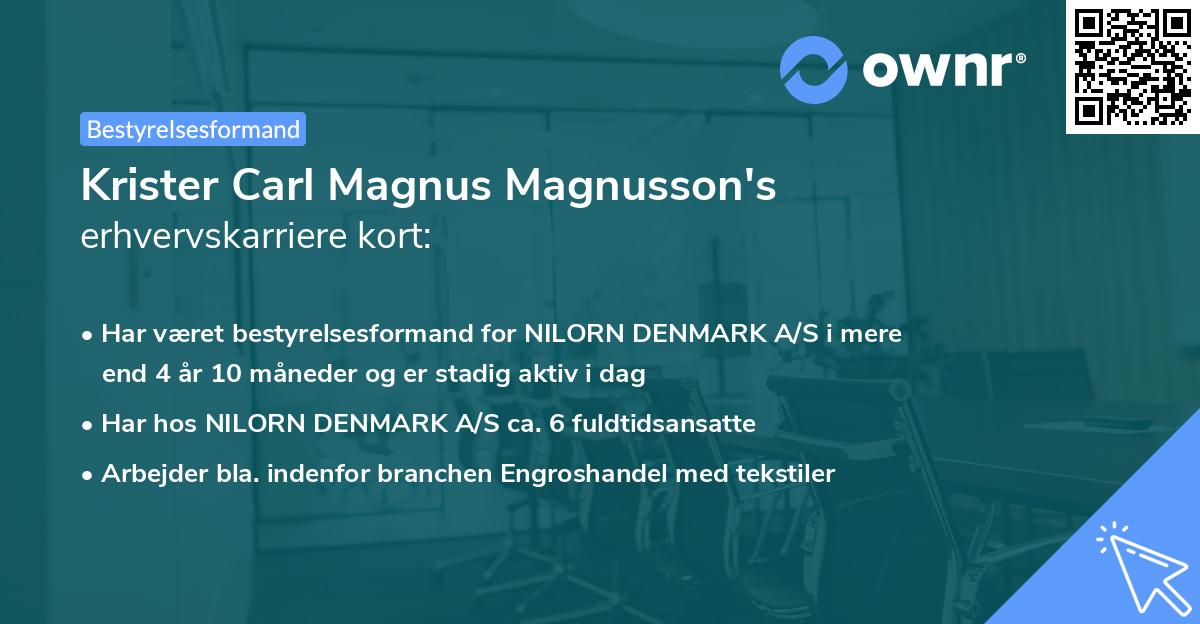 Krister Carl Magnus Magnusson's erhvervskarriere kort