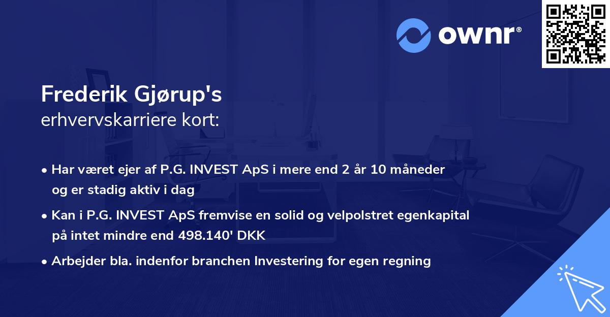 Frederik Gjørup's erhvervskarriere kort