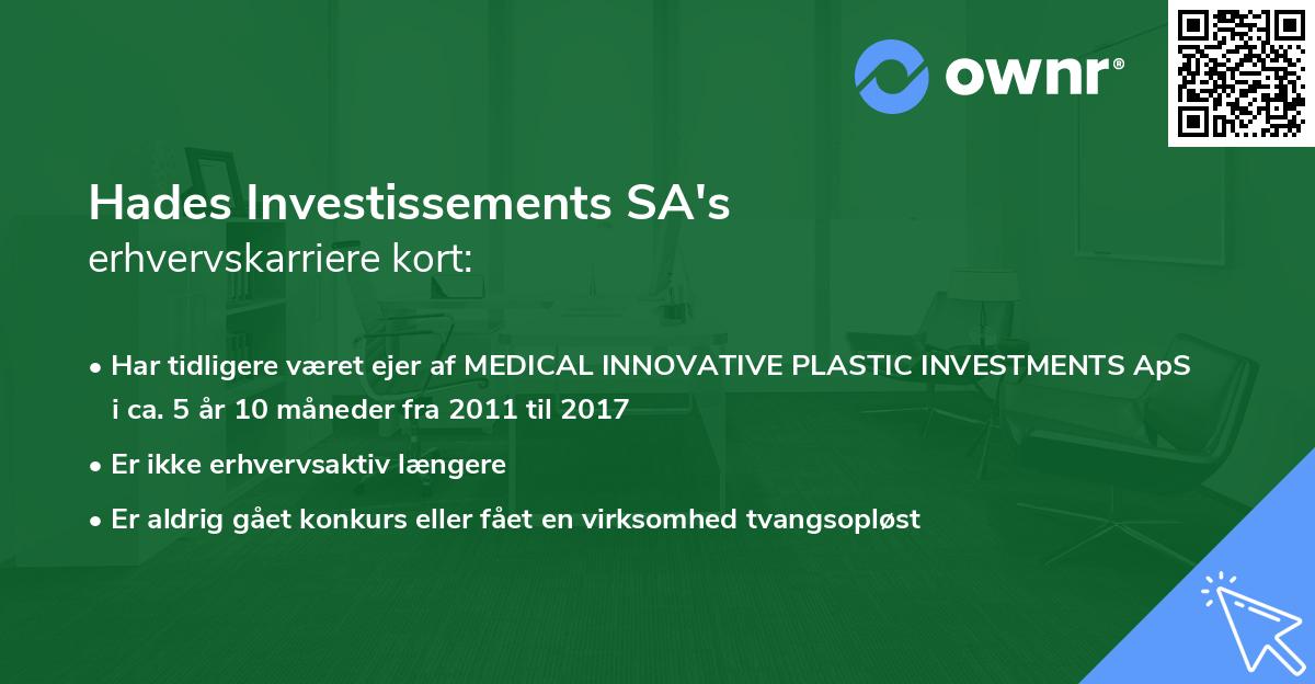 Hades Investissements SA's erhvervskarriere kort