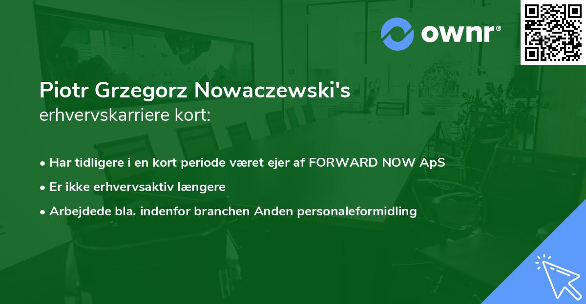 Piotr Grzegorz Nowaczewski's erhvervskarriere kort