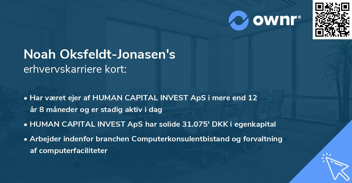 Noah Oksfeldt-Jonasen's erhvervskarriere kort