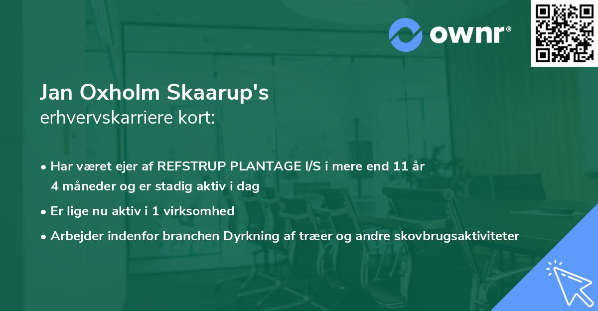 Jan Oxholm Skaarup's erhvervskarriere kort