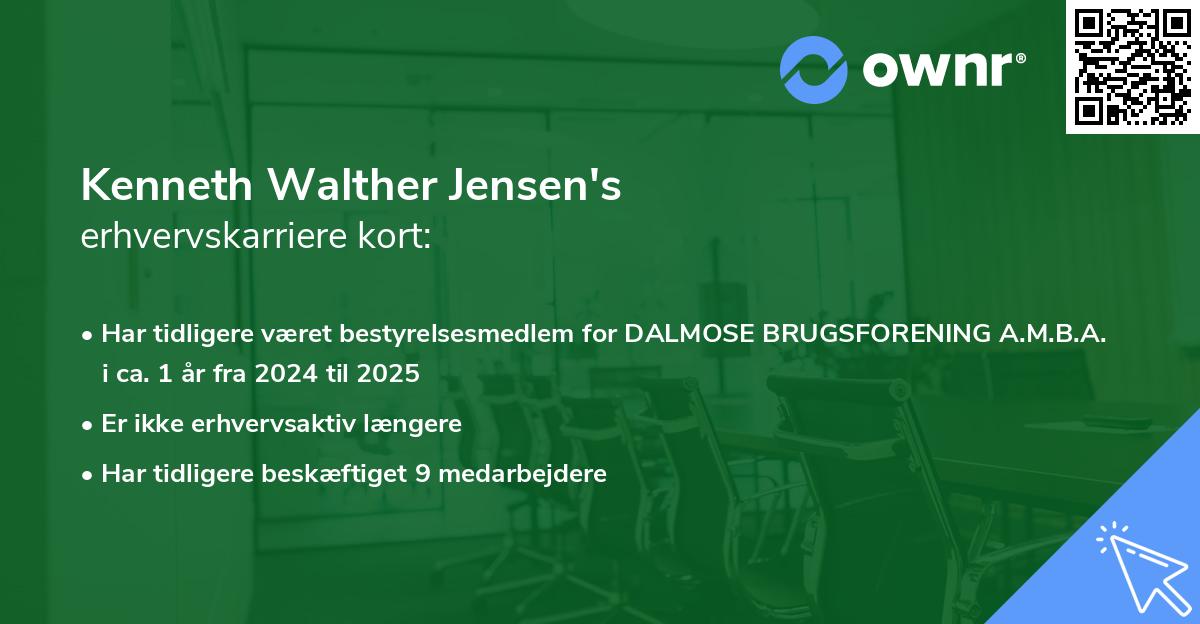Kenneth Walther Jensen's erhvervskarriere kort
