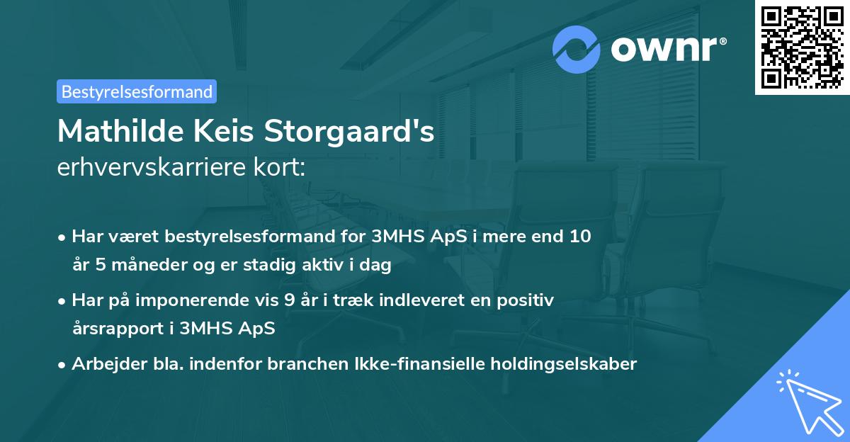 Mathilde Keis Storgaard's erhvervskarriere kort