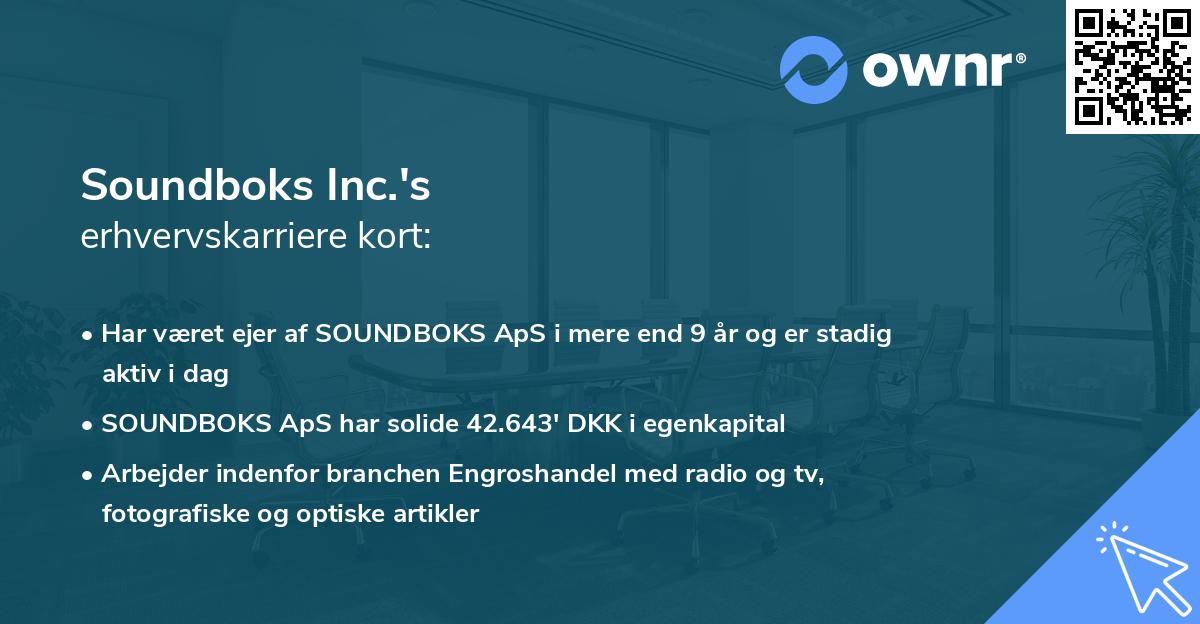 Soundboks Inc.'s erhvervskarriere kort