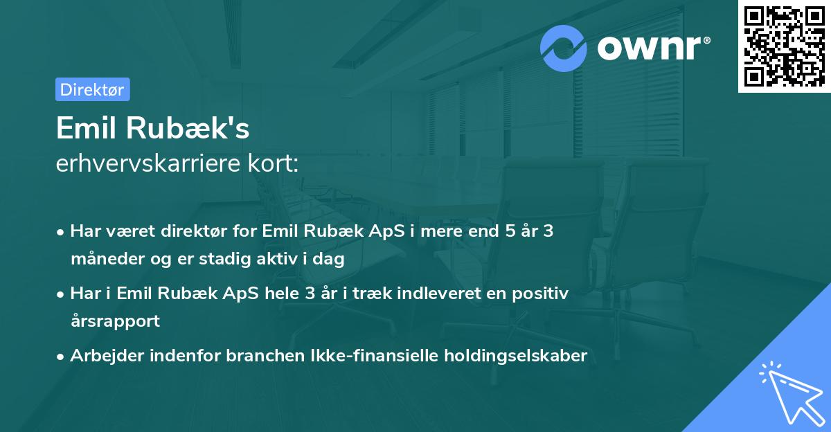 Emil Rubæk's erhvervskarriere kort