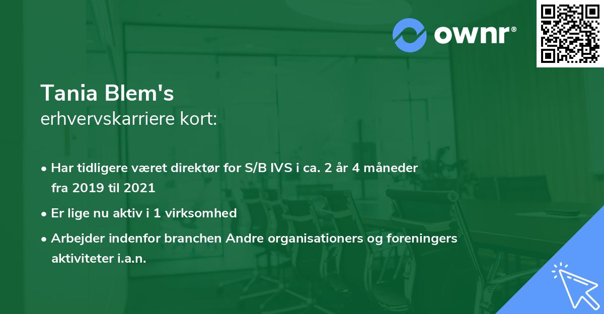 Tania Blem's erhvervskarriere kort