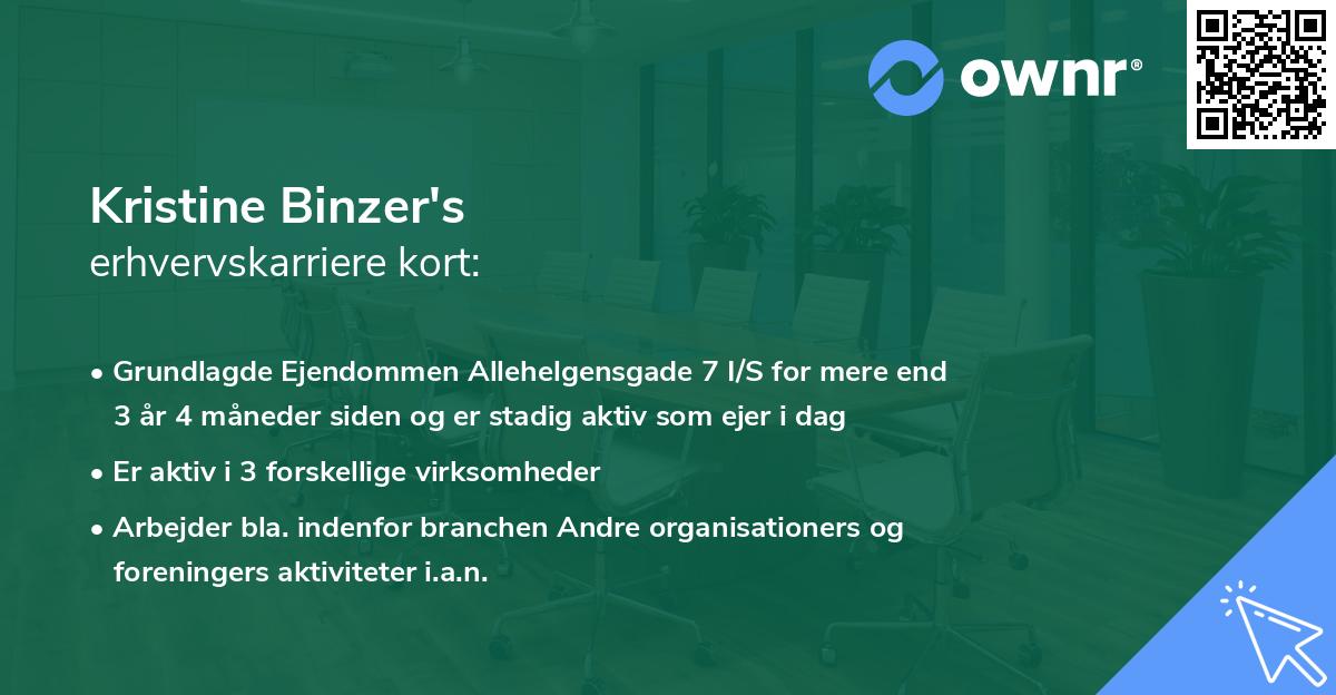 Kristine Binzer's erhvervskarriere kort