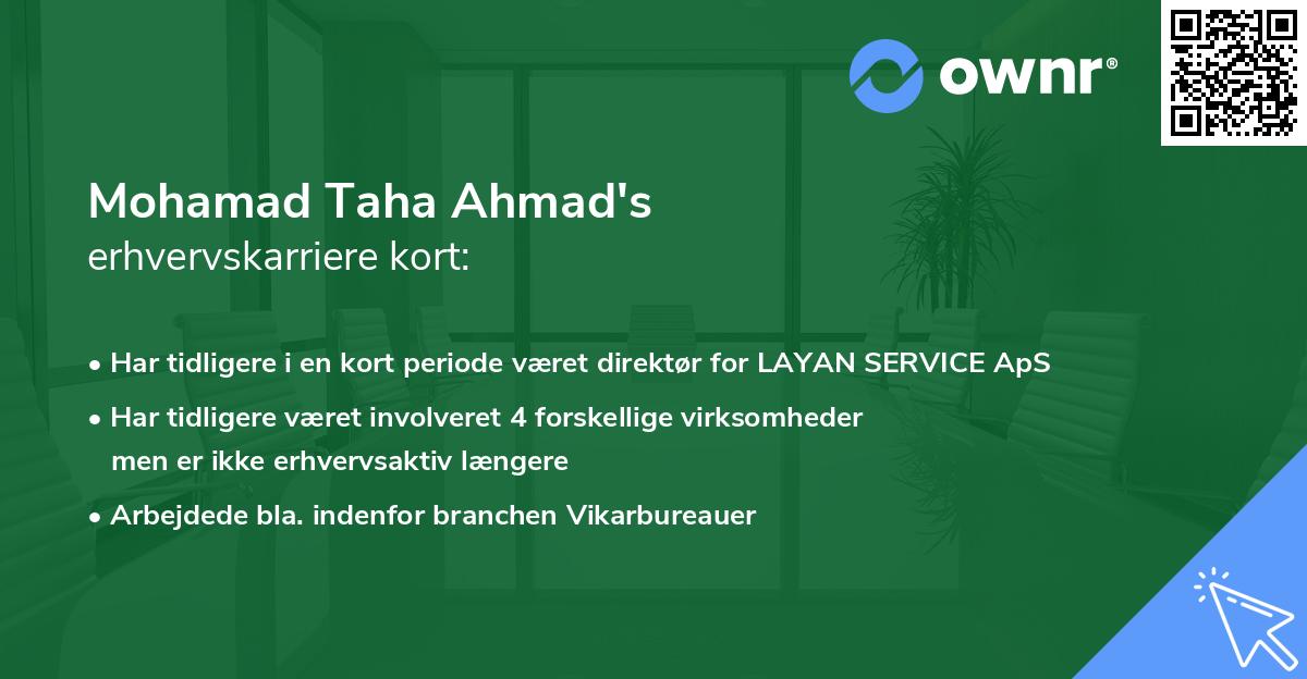 Mohamad Taha Ahmad's erhvervskarriere kort