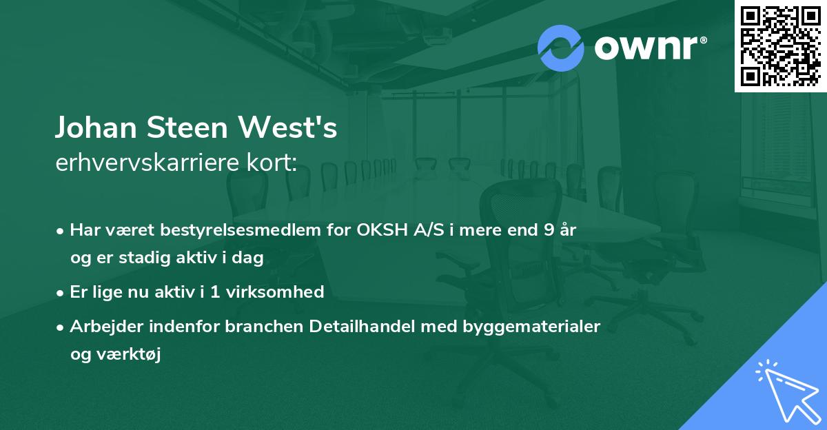 Johan Steen West's erhvervskarriere kort