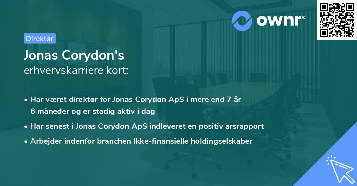 Jonas Corydon's erhvervskarriere kort