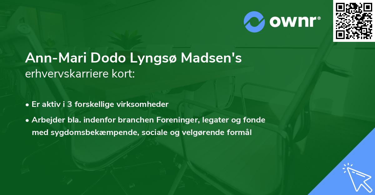 Ann-Mari Dodo Lyngsø Madsen's erhvervskarriere kort