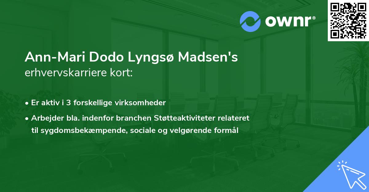 Ann-Mari Dodo Lyngsø Madsen's erhvervskarriere kort