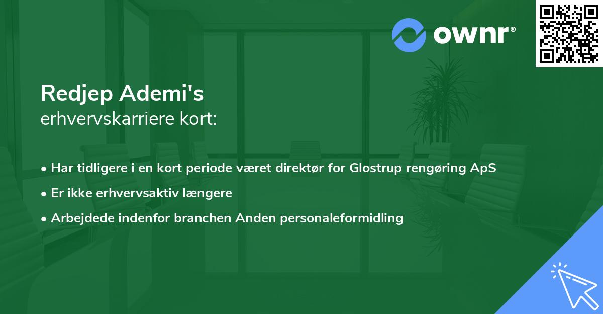 Redjep Ademi's erhvervskarriere kort
