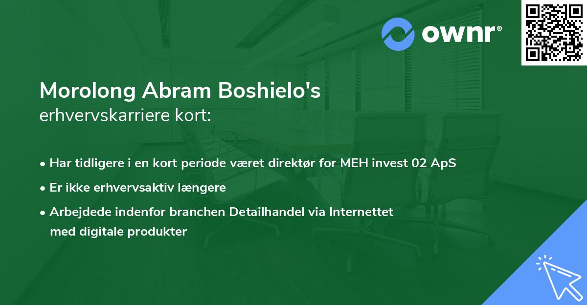Morolong Abram Boshielo's erhvervskarriere kort