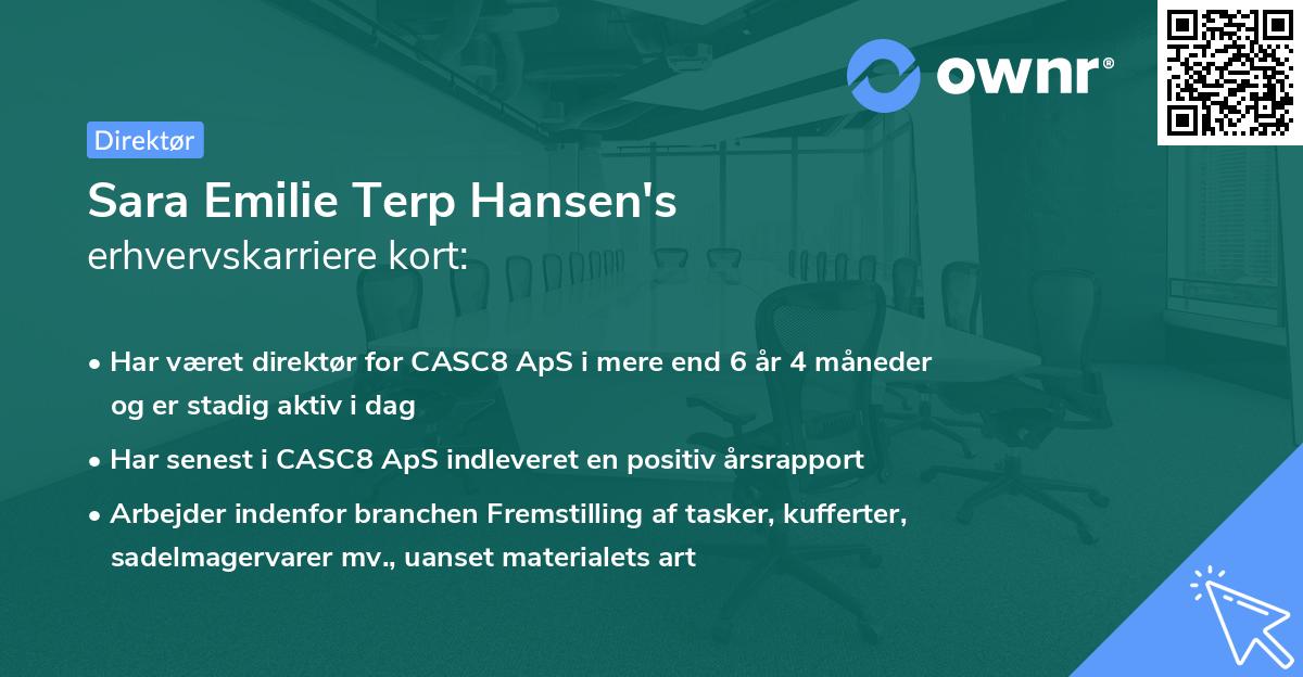 Sara Emilie Terp Hansen's erhvervskarriere kort