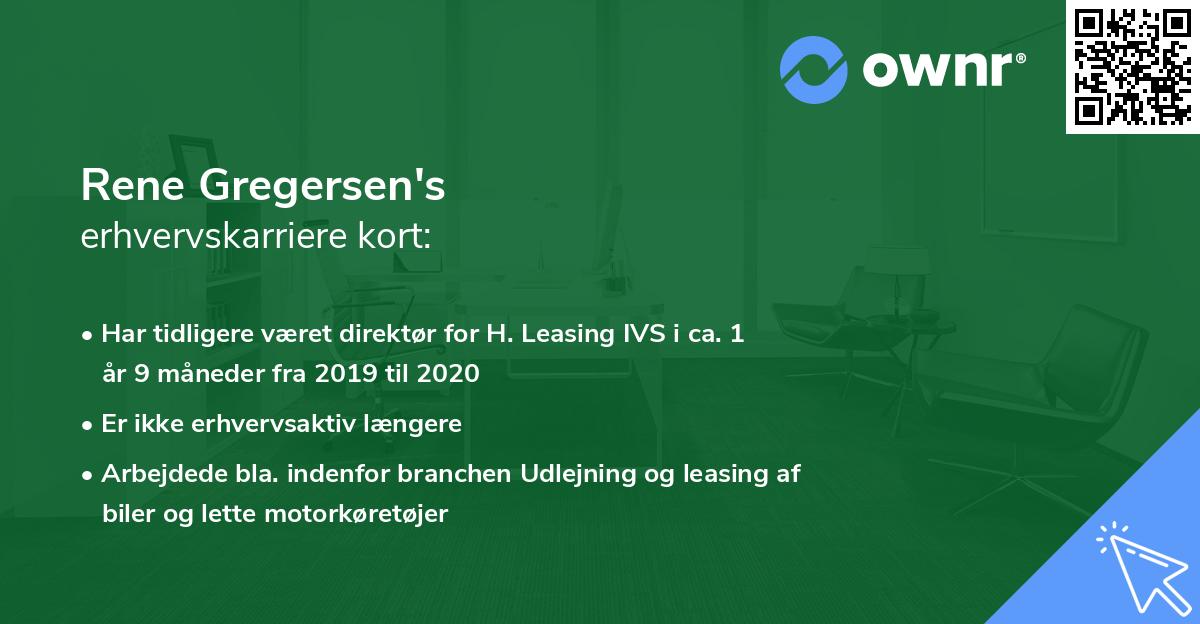 Rene Gregersen's erhvervskarriere kort