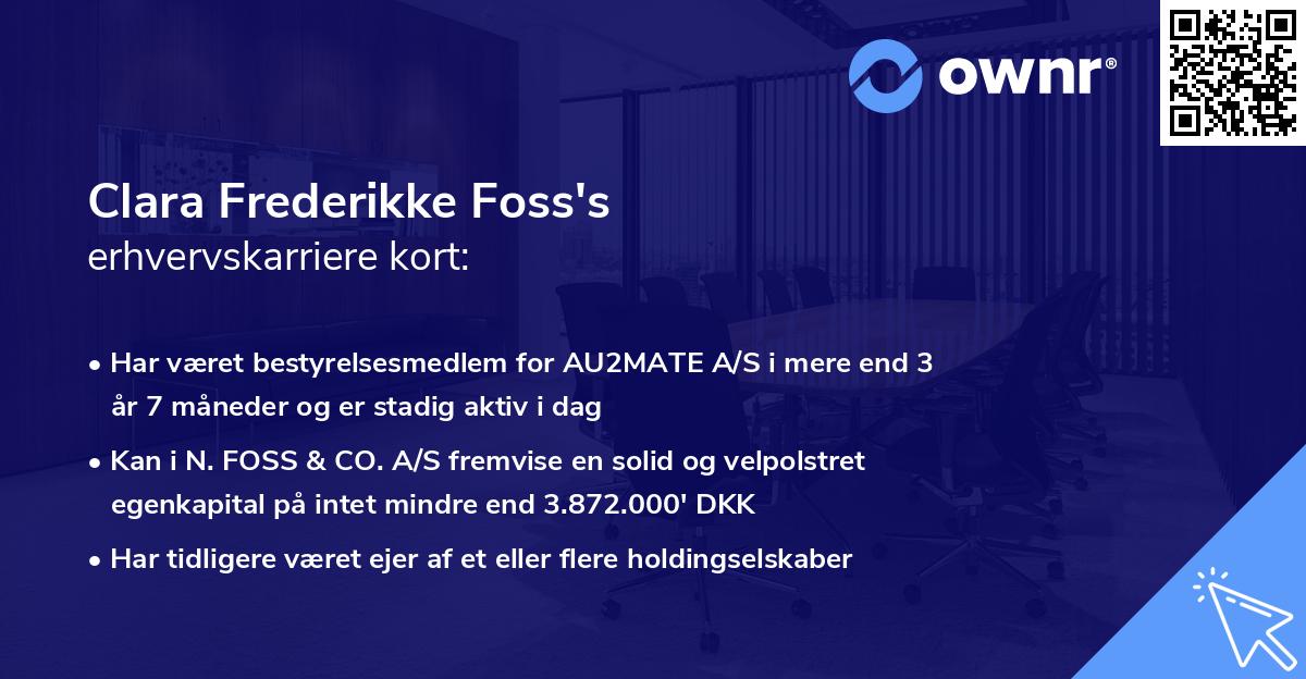 Clara Frederikke Foss's erhvervskarriere kort