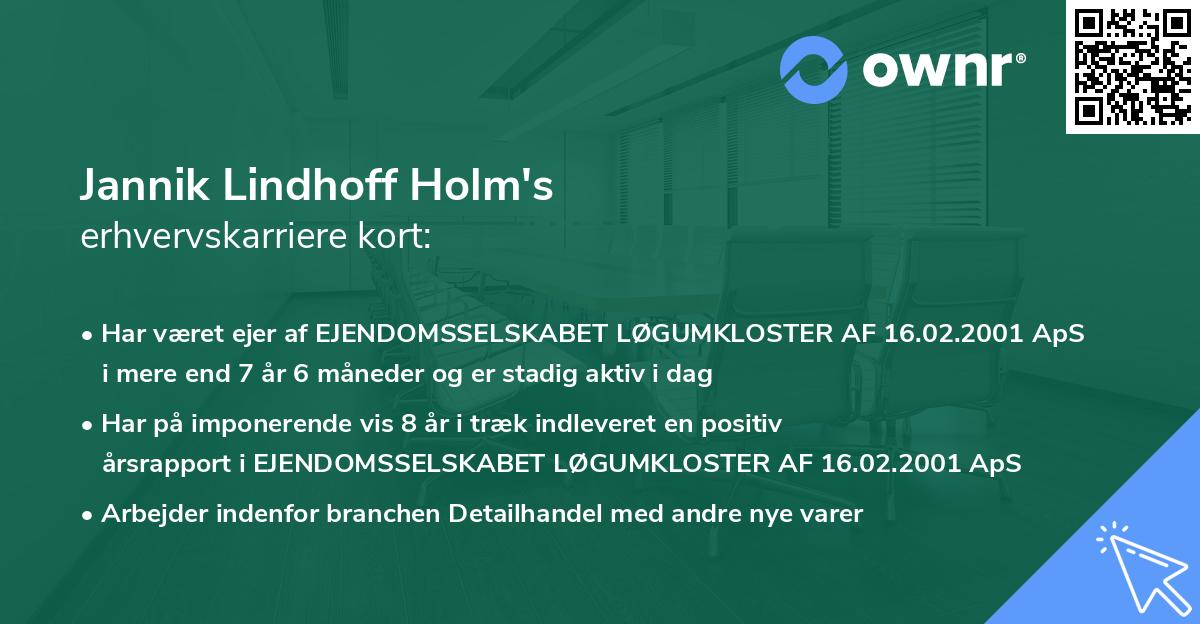 Jannik Lindhoff Holm's erhvervskarriere kort