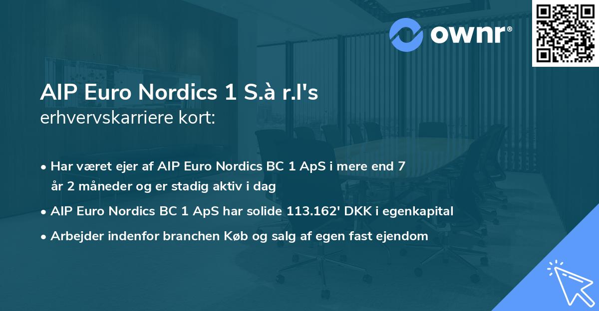 AIP Euro Nordics 1 S.à r.l's erhvervskarriere kort