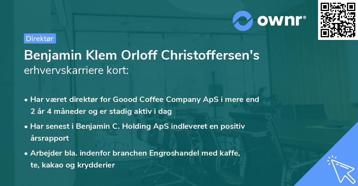 Benjamin Klem Orloff Christoffersen's erhvervskarriere kort