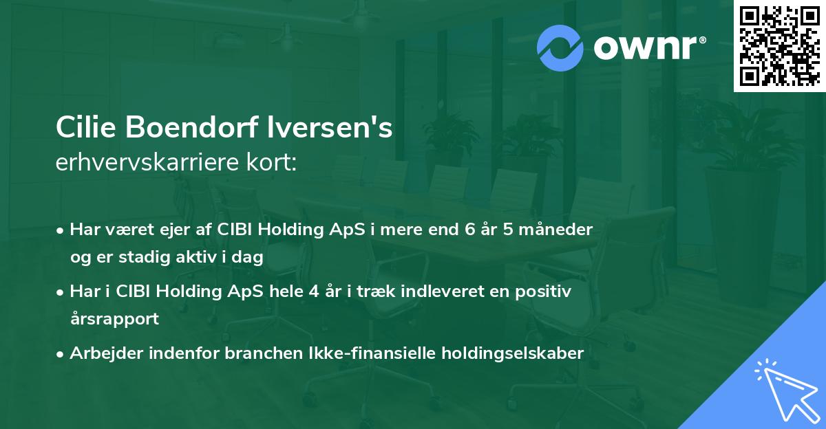 Cilie Boendorf Iversen's erhvervskarriere kort