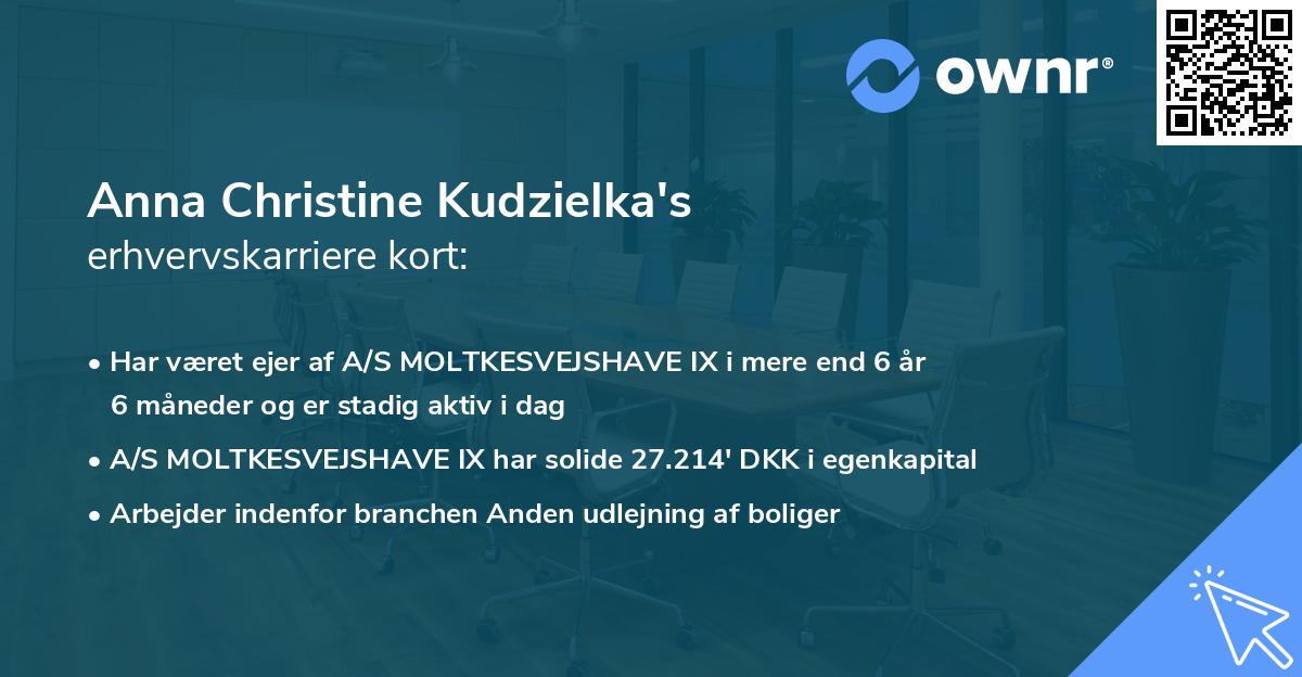 Anna Christine Kudzielka's erhvervskarriere kort