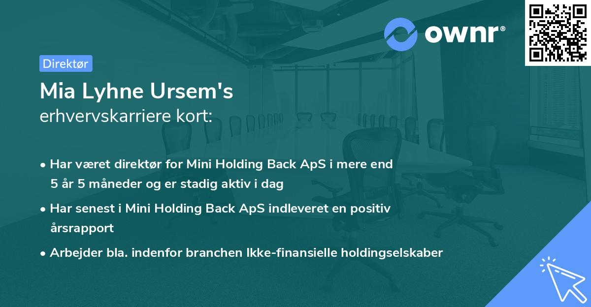 Mia Lyhne Ursem's erhvervskarriere kort
