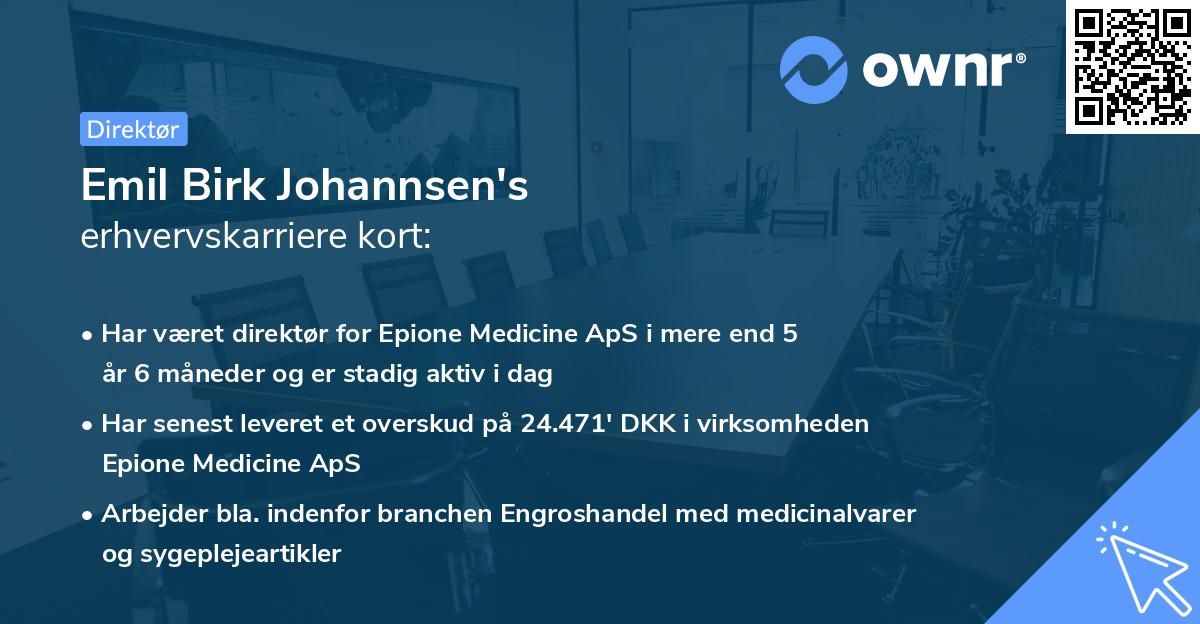Emil Birk Johannsen's erhvervskarriere kort