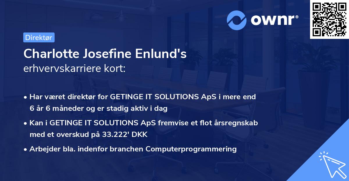 Charlotte Josefine Enlund's erhvervskarriere kort