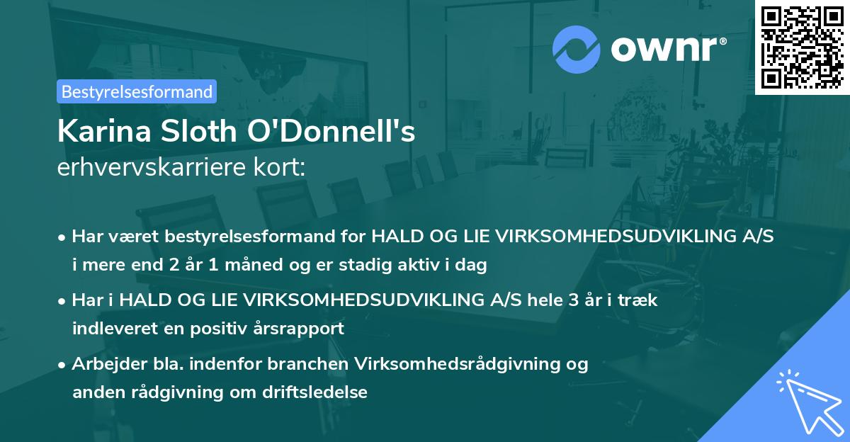 Karina Sloth O'Donnell's erhvervskarriere kort