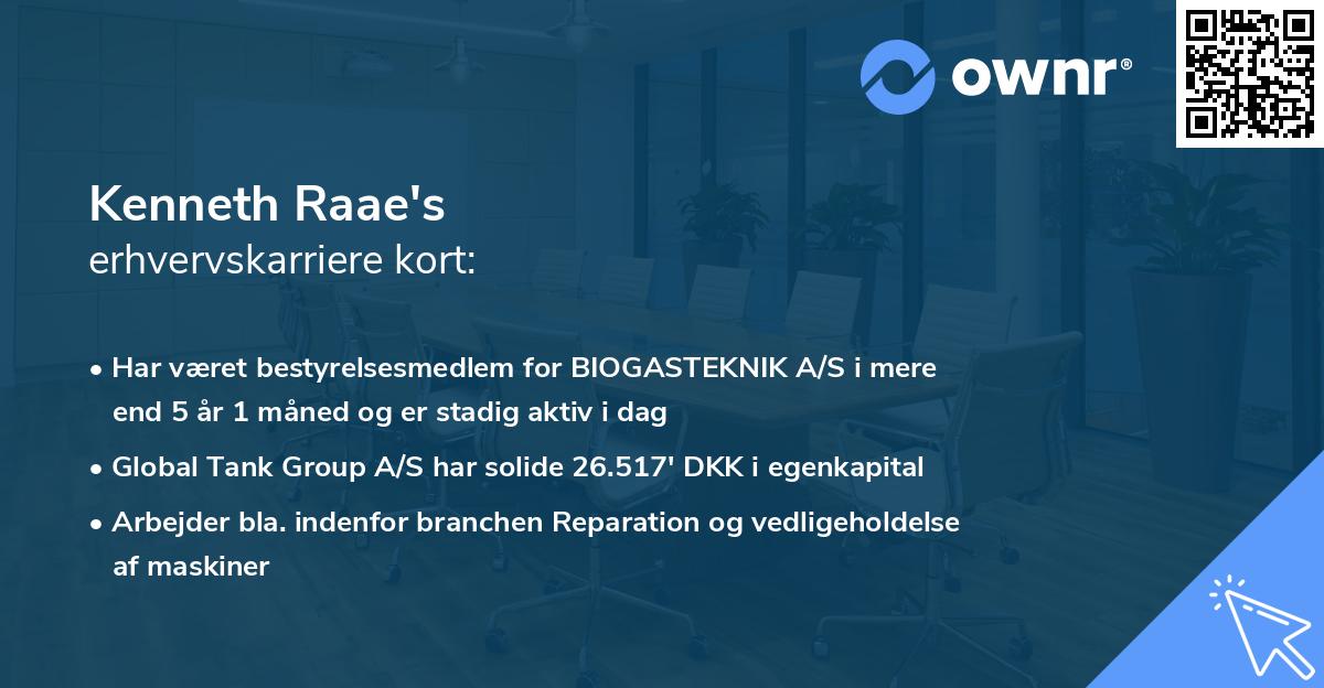Kenneth Raae's erhvervskarriere kort